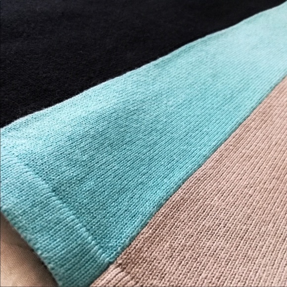 Spanner Retro Black Blue Color Block Tight Knit High Neck Long Sleeve Sweater S - Picture 12 of 16